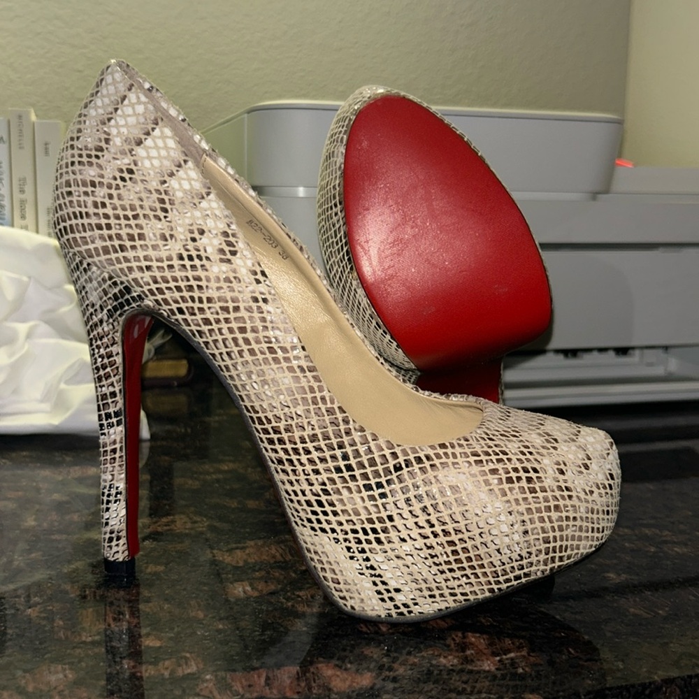 Christian Louboutin Snakeskin Patterned High Heels 100% AUTHENTIC